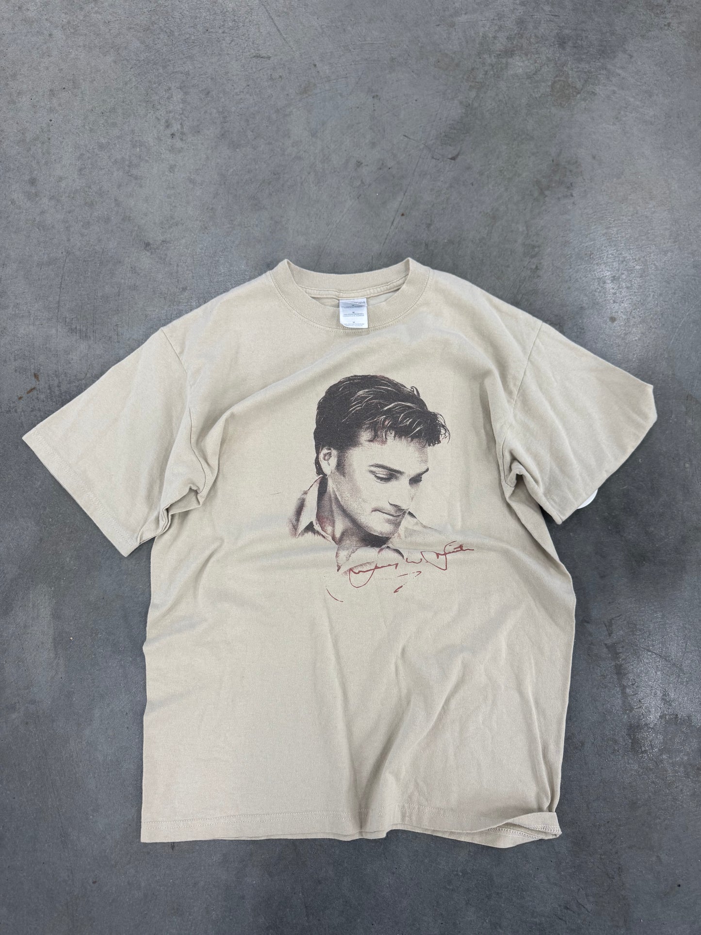 Vintage Y2K Male Singer Beige Tee - M