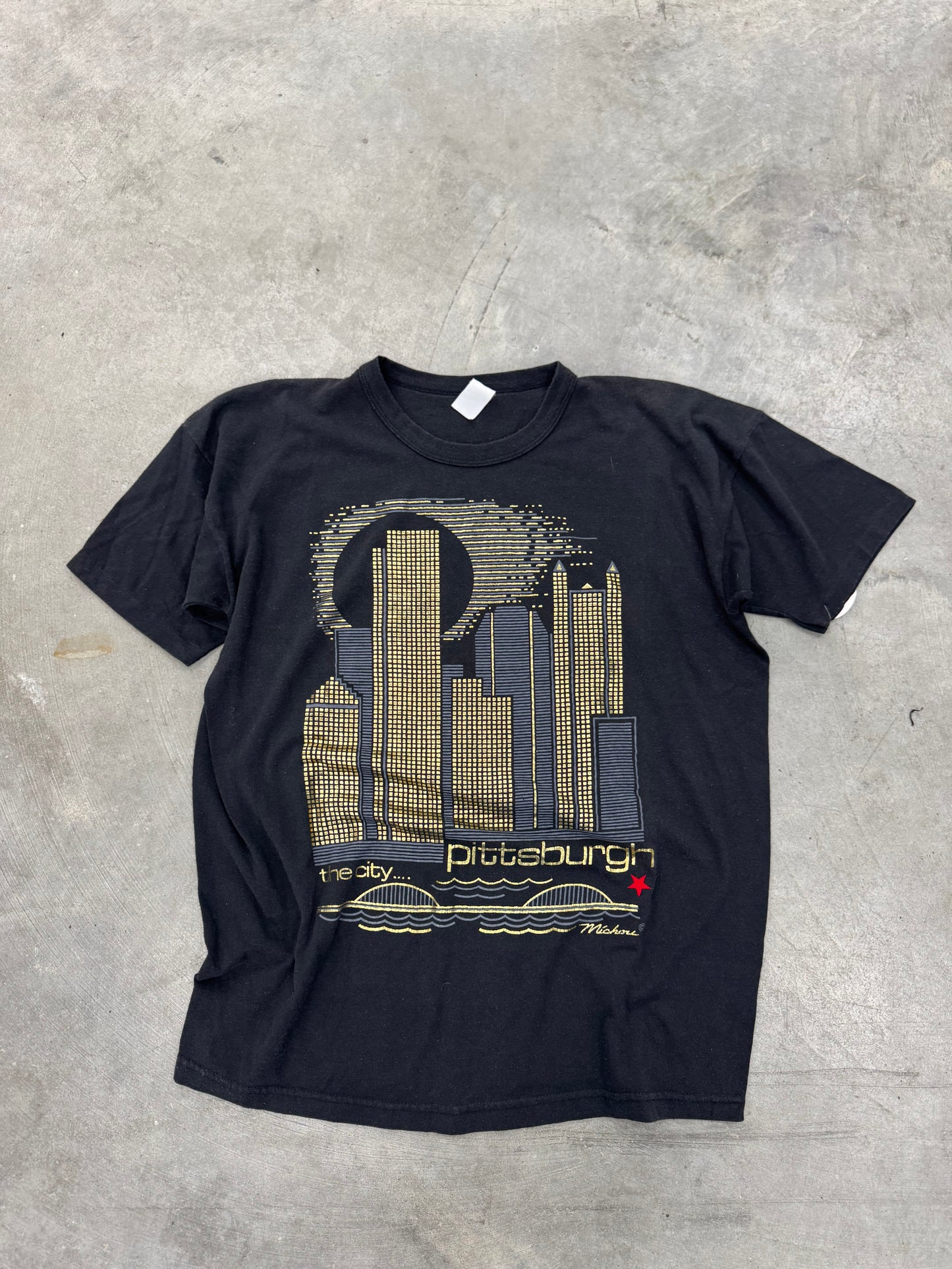 Vintage City Of Pittsburgh Rap Black Tee - L