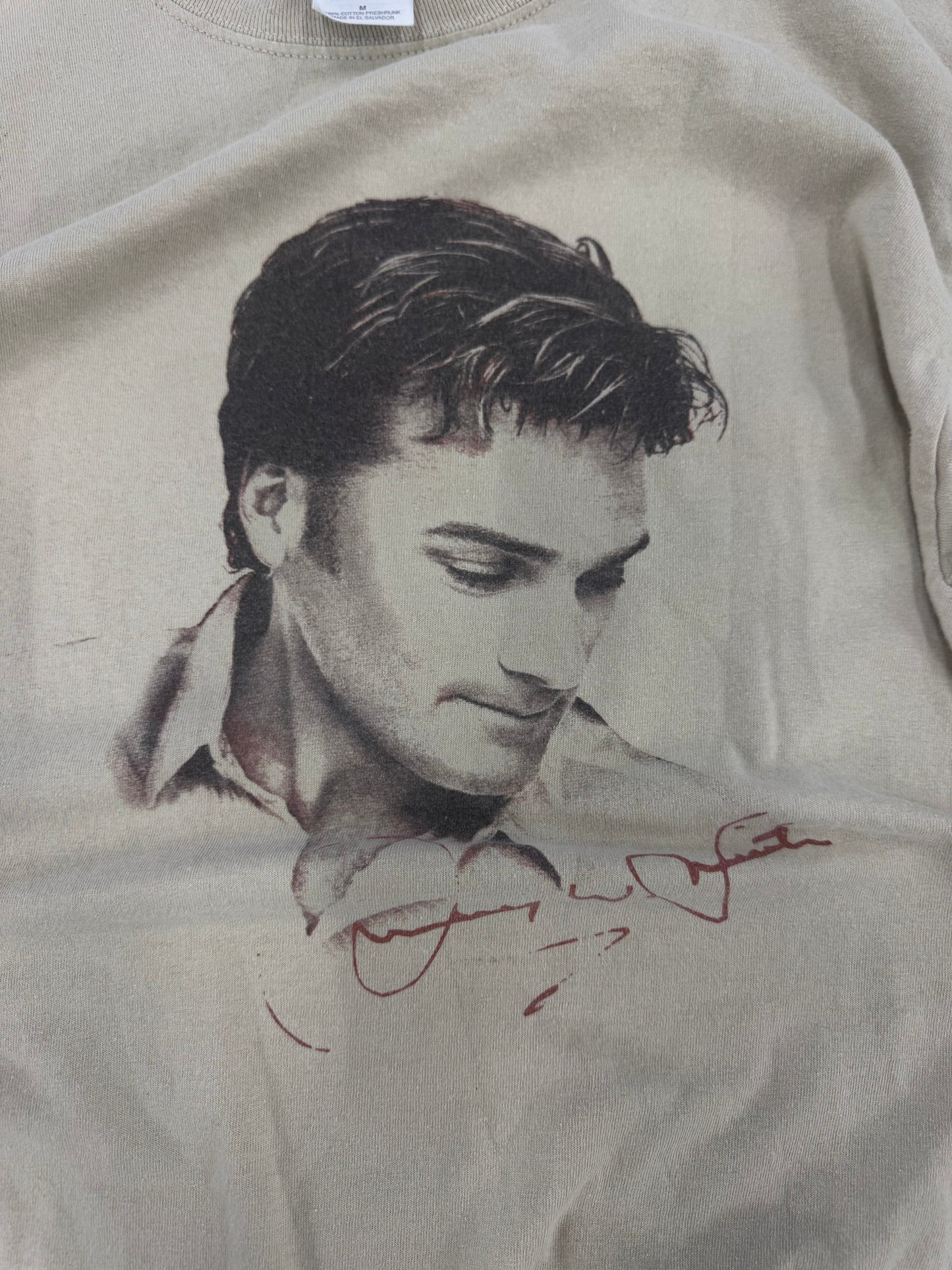 Vintage Y2K Male Singer Beige Tee - M