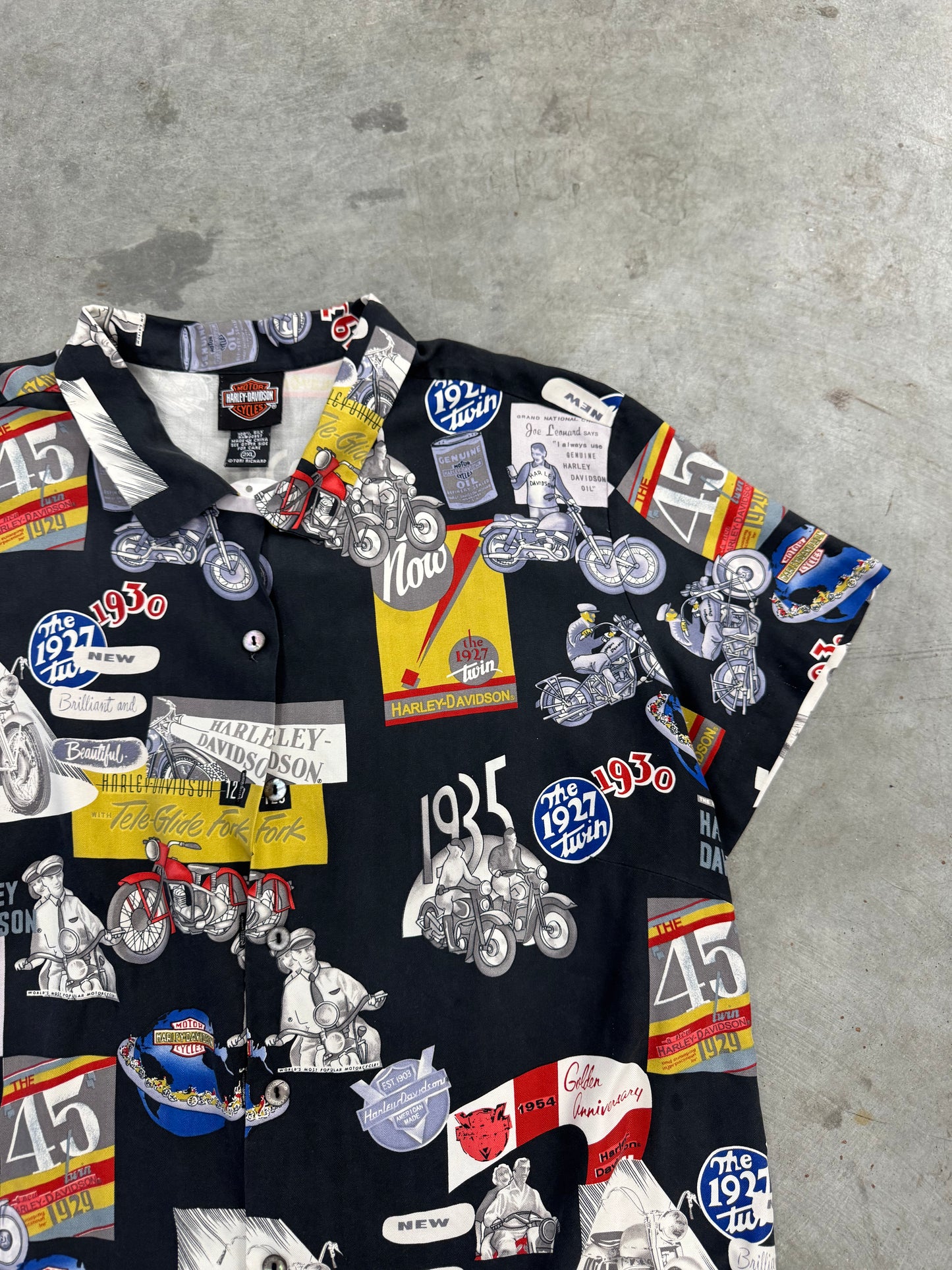 70s Harley Davidson Collared Shirt - L