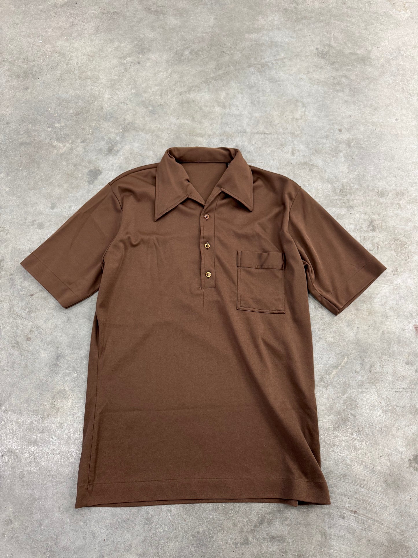 70s Brown Collared Shirt - L
