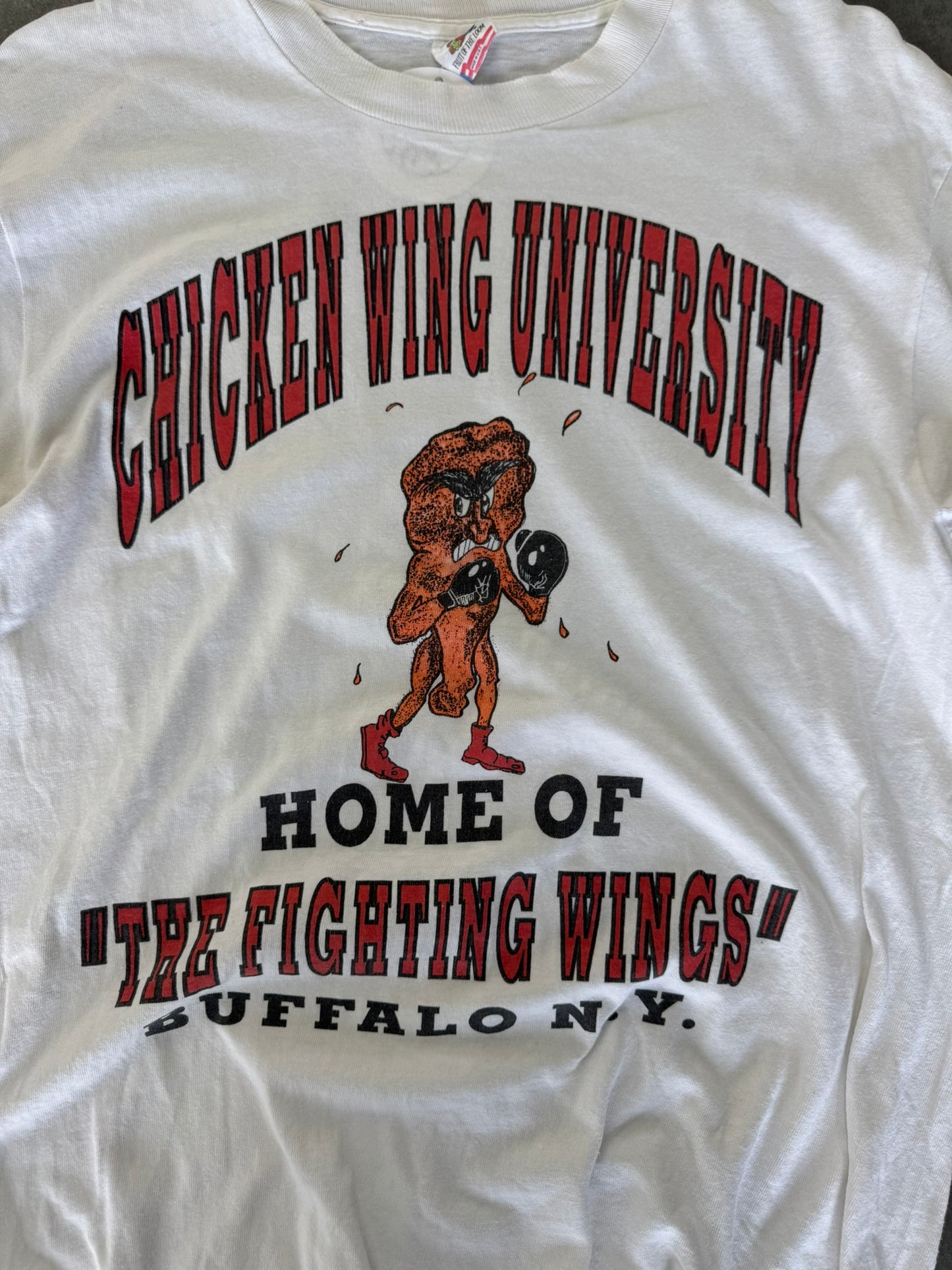 Chicken Wing University ' The Fighting Wings ' White Tee - L