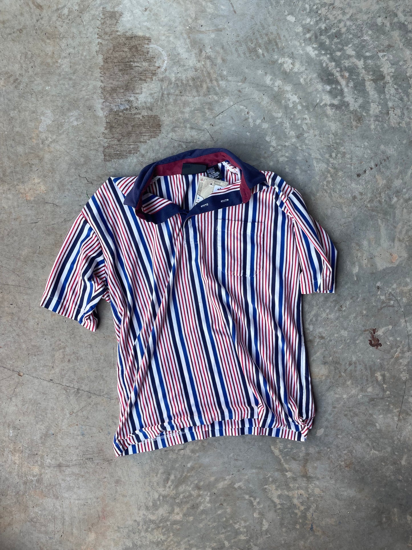 Red & Blue Striped Collared Shirt