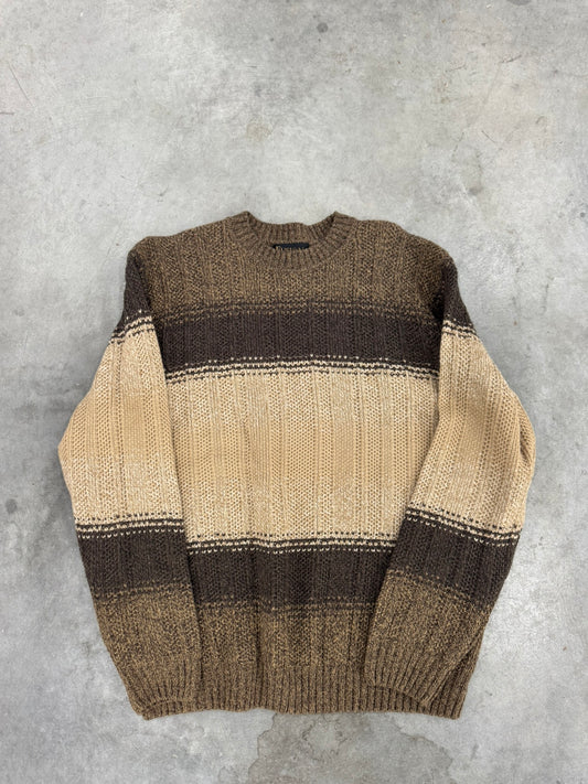 Fusion Brown and Cream Knit Sweater - M