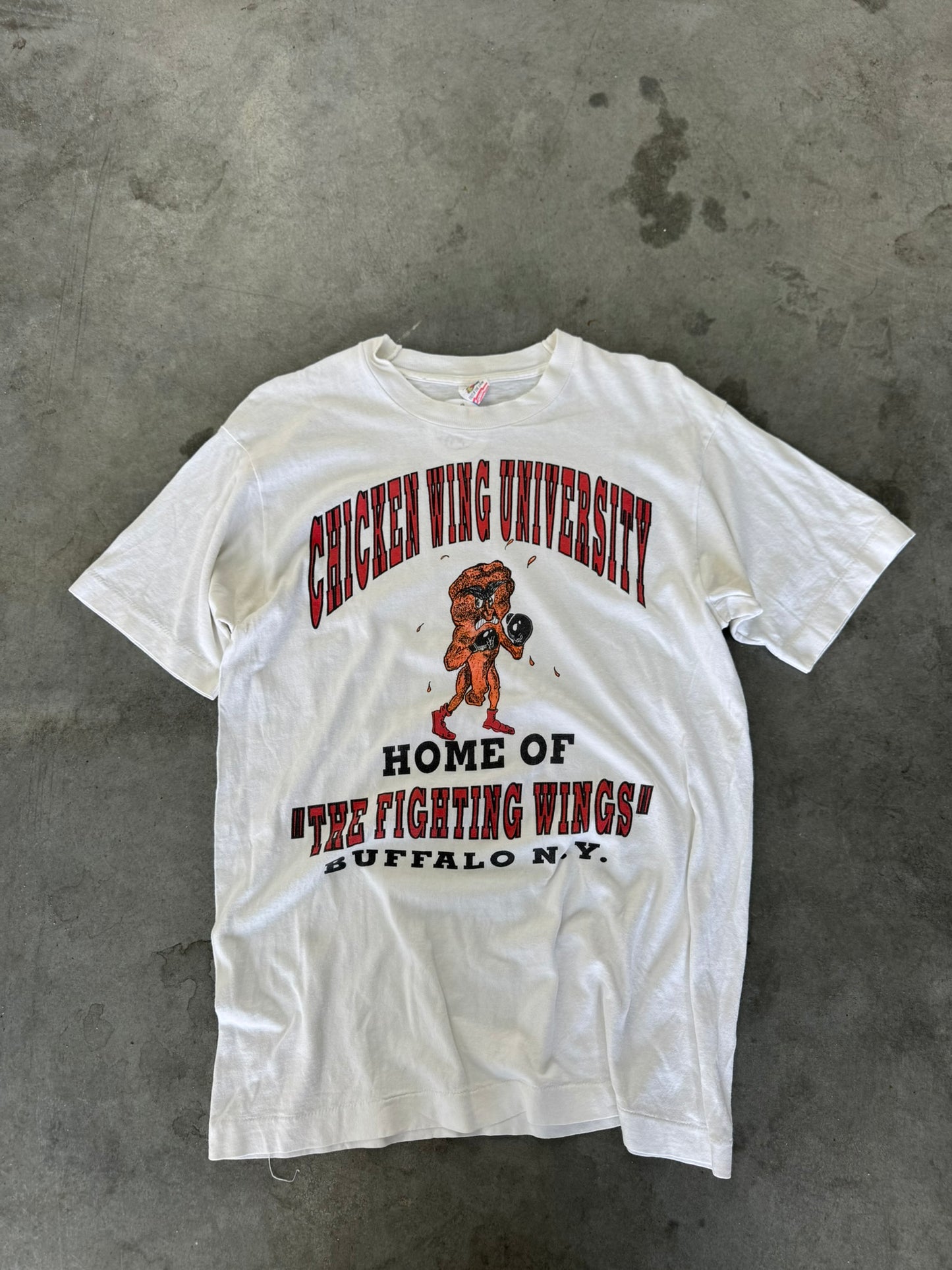 Chicken Wing University ' The Fighting Wings ' White Tee - L